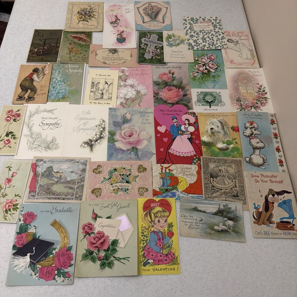 Vtg Lot USED All-Occasion Novelty Greeting Cards Junk Journal Scrapbooking - Picture 2 of 16